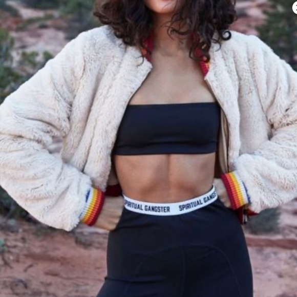 NEW Spiritual Gangster Furry Crop Jacket Rainbow NWOT - Picture 4 of 14